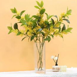 Decorative Flowers Artificial Tree Branch Non-withering Realistic Osmanthus Fragrans With Small Yellow For Home