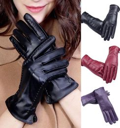 1 Pairs Leather Gloves Driving Gloves Touch Screen Windproof Waterproof Synthetic Women Solid Color Full Fingers11042215