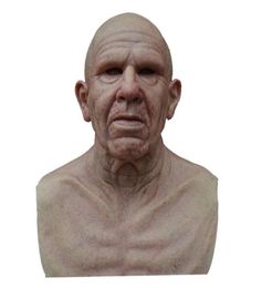 Party Masks Halloween Funny Old Man Mask Face Wig Headgear Horror Realistic Latex Masquerade Masque1214589