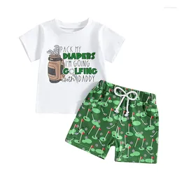 Clothing Sets Toddler Baby Boy Golf Outfit Golfing With Daddy T-Shirt Top Shorts Set 2Pcs Infant Summer Clothes