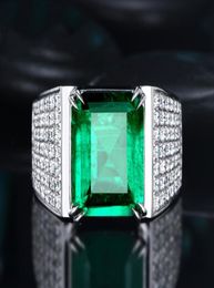 Handmade Male Square Simulated Emerald cz Ring 925 sterling silver Engagement Wedding band Rings for men Gemstones Party Bijou Z125052553