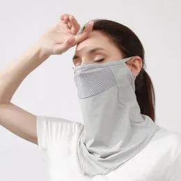 Scarves UV Protection Silk Mask Fashion Sun Proof Bib Solid Color Face Cover Shield Neck Wrap Windproof