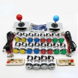 Games Zero Delay Arcade cabinet DIY Kit for 5V LED Chrome Push Button Copy SANWA Joystick 1 & 2 Player COIN USB to PC / Raspberry Pi