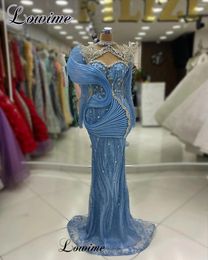 Runway Dresses Est Blue Celebrity Luxury Long Sleeves Formal Occasion With Crystals Vestidos De Gala Designer Evening Gowns