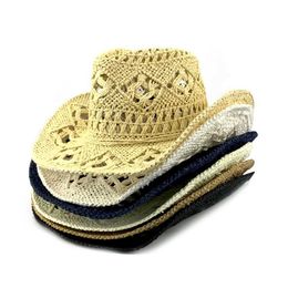 Wide Brim Hats Bucket Hats Hand Knitting Fashion Straw Hat for Men Women Hat In Cowboy Style Fedora Y240425