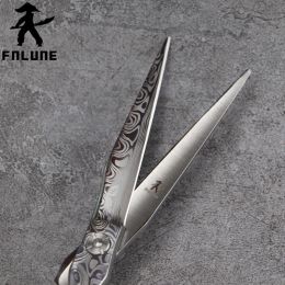 Shears Fnlune 7.0 Tungsten Steel Damascus Pattern Professional Hair Salon Scissors Cut Barber Tools Haircut Shear Hairdressing Scissors