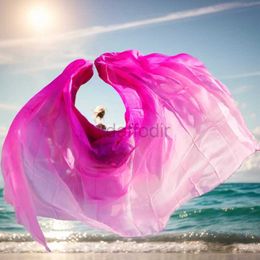 Stage Wear Customized Belly Dance Silk Veils Silk Rave Accessories Stage Performance Hand Dyed Gradient Color 100% Real Silk Veil Costumes d240425