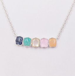 Authentic 925 Sterling Silver pendants Mini Colour Necklace In Silver With Gems 91543257084162719532122