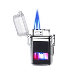 New Transparent Shell Waterproof Direct Jet Lighter Color Light Gift Lighter