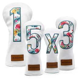 Golf Headcovers Summer Fashion Head Cover High Qaulity Driver Wood Cover Set White Premium Leather Driver Fairway Hybrid Golf Wo 240424