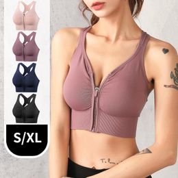 Yoga Outfit Large Size Sports Bra Women Gym Push Up Running Crop Tops Fitness Zipper High Impact Vest Underwear