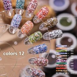 Gel 12 PCS/Set Nail Glitter Knitted Woollen Powder Shiny Sequin DIY Glitters Powder UV Gel Polish Acrylic Nail Tips Wholesale