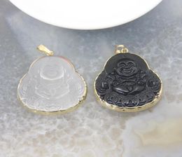 Pendant Necklaces Natural Quartz Crystal Obsidian Buddha Gold Plated Necklace For Women Men Stone Pendulum Healing Jewellery MakingP7471940