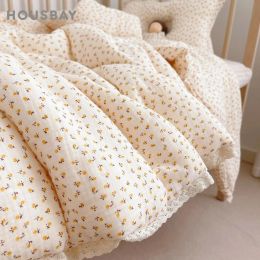 sets Baby Blanket Gauze Soft Thermal Daisy Baby Crib Comforter Lace Edge Breathable Infant Bedding Large Warm Baby Growth Blanket