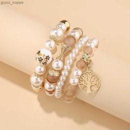 Beaded Bohemian Pearl Beads Chain Bracelet Set For Women Tree of Life Starfish Charm Elastic Bangle Female Party Jewellery Accessories