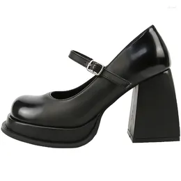 Dress Shoes Pumps High Heels Lolita 2024 Women Ankle Strap Leather Fashion Girls Platform Mary Jane