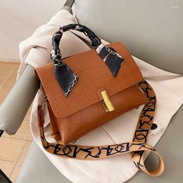 Shoulder Bags Fashion Unique Design High-end Handbags Wide Strap Messenger Bag Stone Pattern Western Style Handbag