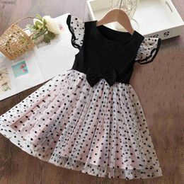 Girl's Dresses 2024 Polka-Dots Summer Dress for Girls Ruffles Mesh Casual Holiday Dresses Kids Birthday Princess Dress Baby Girls Clothes for 1L2404