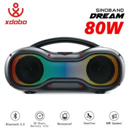 Xdobo 80W Bluetooth Speaker TWS Wireless Subwoofer RBG Light BMTL Dream IPX6 Powerful Bass BT5.3 TF Card Play Outdoor Camping
