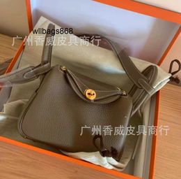 Women Handbag L Linndies 26 inch cowhide wax thread classic sewing 26 inch bag doctor pillow bag shoulder bag