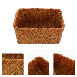 Storage Bottles Woven Box Hand-woven Basket Fruit Vegetables Food Vanity Makeup Pallet Wicker