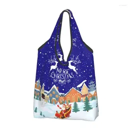Storage Bags Recycling Christmas Snowman Shopping Women Tote Bag Portable Year Gnome Groceries Shopper