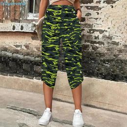 Women's Pants Tight Cropped With Pockets Elastic Waist Trouser Summer Fashion Camouflage Printing Sweatpants Pantalones Hombre