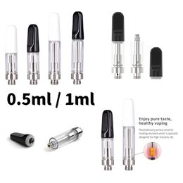 Fast Ship A13 Empty Oil Atomizers Ceramic Glass Vape Cartridges White Black 0.5ml 1.0ml 510 Thread Screw Top Empty Carts Packed In Foam