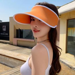 Wide Brim Hats Summer Traceless Integrated Empty Top Hat For Women UV Protection Versatile Sunscreen Cap Casual Breathable