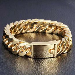 Link Bracelets Men Double Buckle Bracelet Retro Gold-plated Men's Electroplated Chain Metal Bangle Jewellery Gifts