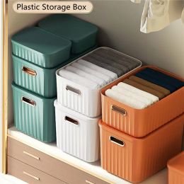 Bins Household Storage Organizers for Cabinets Wardrobe Thicken Plastic Makeup Clothes Sundries Storage Box with DustProof Cover