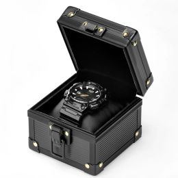 Pillow Watch Box Organiser Black Single Transparent Aluminium Alloy Jewellery Packaging Metal Storage Box Portable Watch Box With Pillow