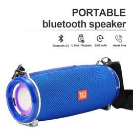 TG192 Bluetooth Speaker Portable 2400MAH RGB LED BT5.0 FM USB Wireless Boombox Heavy Dual Bass Waterproof Home Outdoor Subwoofer