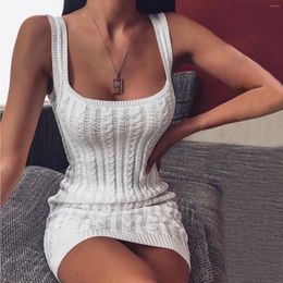 Casual Dresses Sexy Slim-fit Sling Sweater Sheath Dress Womens Bodycon Knit Party