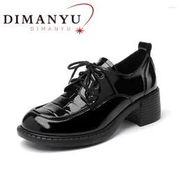 Dress Shoes DIMANQI Women's Loafers Spring Real Leather Lace-up Medium-heeled British Plus Size