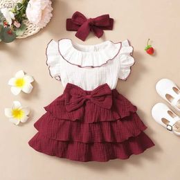 Girl's Dresses Dress For Kids 3-24 Months Korean Style Fashion Butterfly Sleeve Cute Princess Formal Cake Dresses Ootd For Newborn Baby Girl d240425