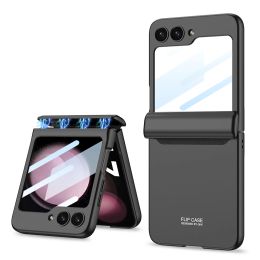 Cases For Samsung Galaxy Z Flip 5 4 3 Case Skin Friendly Matte Magnetic Folding Hinge With Mirror Film All Inclusive Shockproof Cover