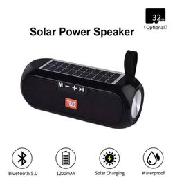 TG182 Solar Power Bank Bluetooth Speaker Portable Column Wireless Stereo Music Box Boombox TWS 50 Outdoor Support TFUSBAUXa18a35131284