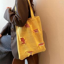 Shopping Bags Women's Tote Bag Female Shoulder Large Capacity Designer Handbags Autumn Winter Knitting Handle Women Shopper