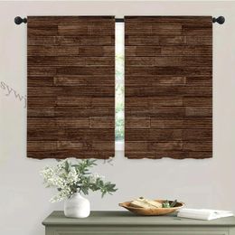 Curtain 2 PCS Vintage Wood Grain Kitchen Curtains Home Bedroom Room Decor Blackout Cloth Living Small Window