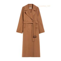 Designer Coats Cashmere Coats Luxury Coats Maxmaras Womens Pure Wool Handsewn Large Lapel Mid Length Brown Bathrobe Coat