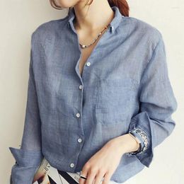 Women's Blouses Femme Womens Tops Fashion 2024 Autumn Linen White Shirt Women Long Sleeve Blouse Korean Woman Clothes Roupas Femininas