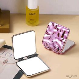 Mirrors 1pc Electroplating Makeup Mirror Portable Folding Hand Mirror Small Double-Sided Miroir Simplicity Cosmetic Mirror Travel Mirror