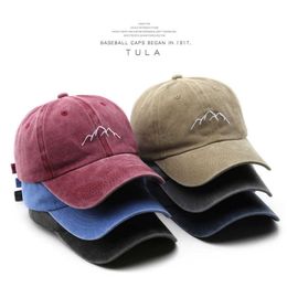 Ball Caps Fashionable Washed Old Mountain Embroidered Duck Tongue Hat Outdoor Womens Sun Protection and Sunshade Baseball H240425