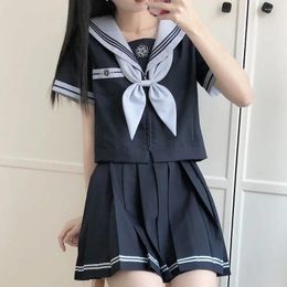 Clothing Sets Basic Jk Three-Lines Navy Sailor Suits Japanese Schoolgirls Uniforms Graduation Clothes Pleated Skirt Women's Anime Cos