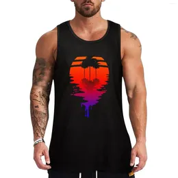 Men's Tank Tops Dripping Sun - Retrowave With Palm Trees Top Fitness T-shirt Fashion 2024 Man Sleeveless