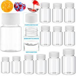 Bottles 30PCS 15ml 100ml Empty Clear Plastic Medicine Piller Bottles Packing Botes Reagent Seal Samples Containers Solid Powder Vials
