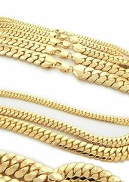 Mens Necklace 14K Gold Finish Miami Cuban link Chain 24 20249353378