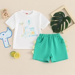 Clothing Sets CitgeeSummer Toddler Boys Shorts Short Sleeve Letter Cartoon Print Tops And Green Clothes