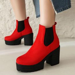 Dress Shoes Round Toe Thick Heel Ankle Platform Boots For Woman Comfortable Elegant Classic Women's 2024 Ladies